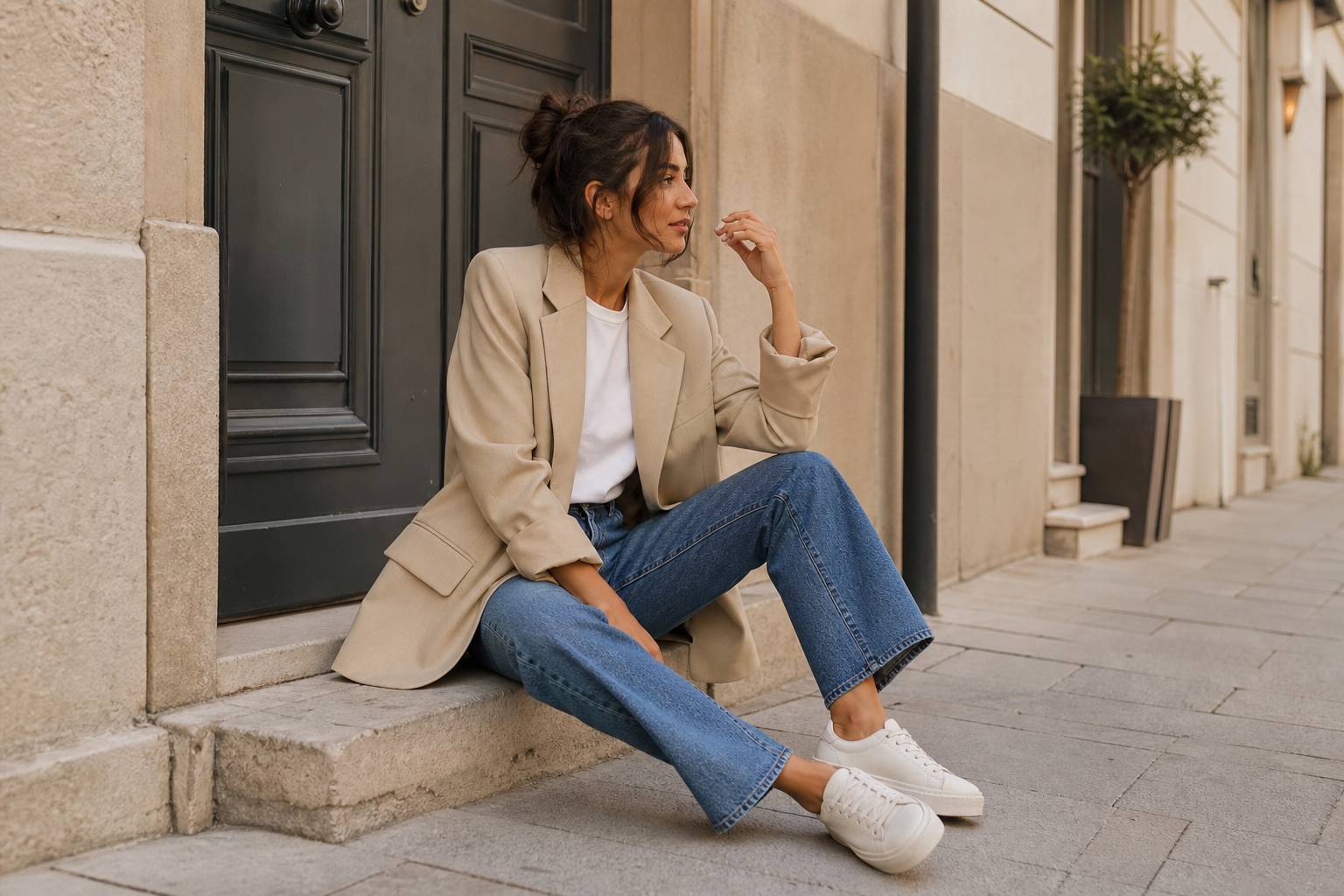 Cómo combinar una blazer con vaqueros