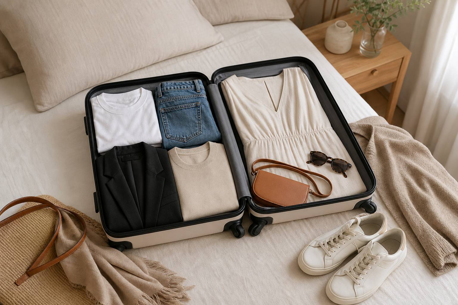 Outfits para una escapada de fin de semana con pocas prendas